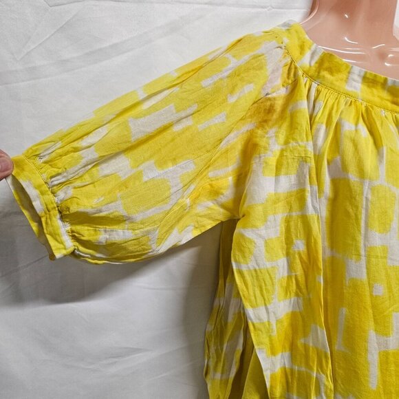 SEE BY CHLOE Yellow Printed Pleated Swing Blouse Women Size 2 - Picture 15 of 16